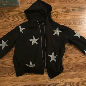 black rhinestone hoodie
